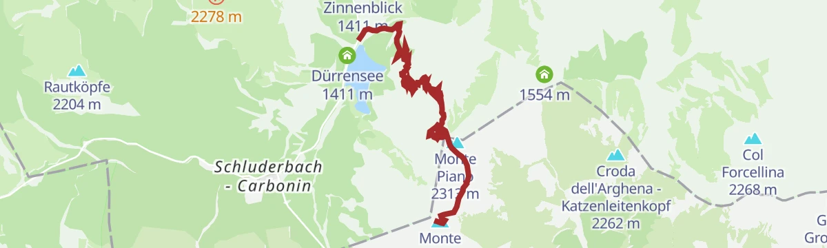 Route map: Via Ferrata: Monte Piana - Sentiero Hauptmann-Bilgeri